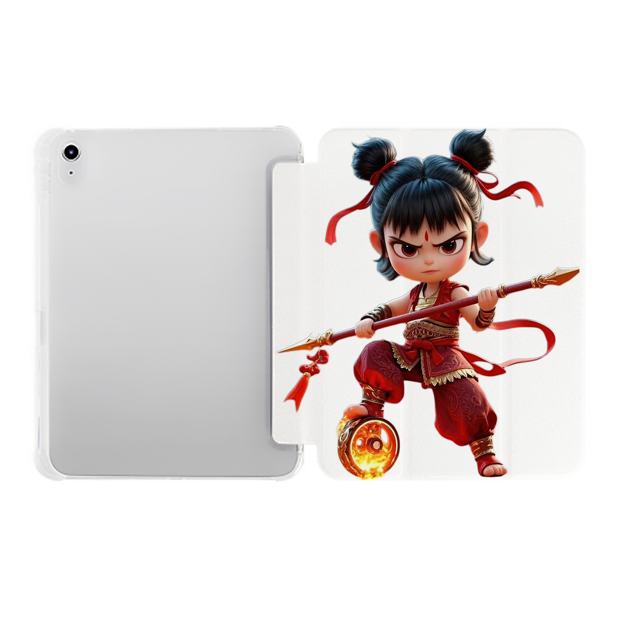 （画像用） Ne Zha 2 ナタ 魔童の大暴れ IPad ケース ペン収納付き 三つ折りスタンド PUレザー×シリコン 対応機種9.5/10.5/10.9インチ